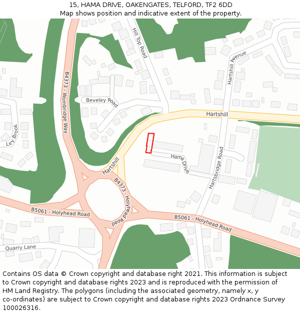 15, HAMA DRIVE, OAKENGATES, TELFORD, TF2 6DD: Location map and indicative extent of plot