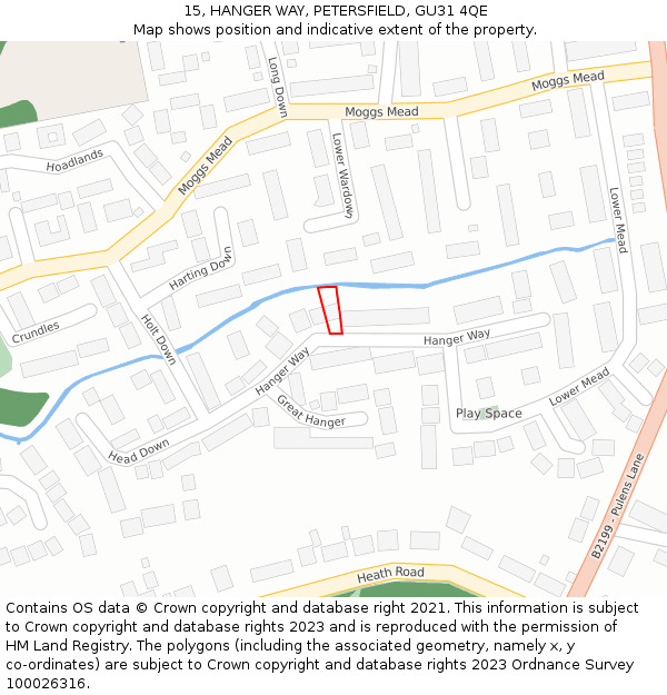 15, HANGER WAY, PETERSFIELD, GU31 4QE: Location map and indicative extent of plot