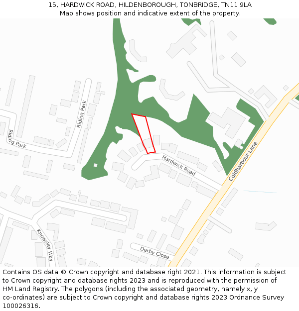 15, HARDWICK ROAD, HILDENBOROUGH, TONBRIDGE, TN11 9LA: Location map and indicative extent of plot