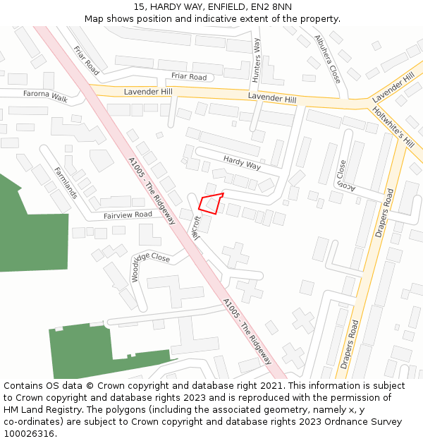 15, HARDY WAY, ENFIELD, EN2 8NN: Location map and indicative extent of plot