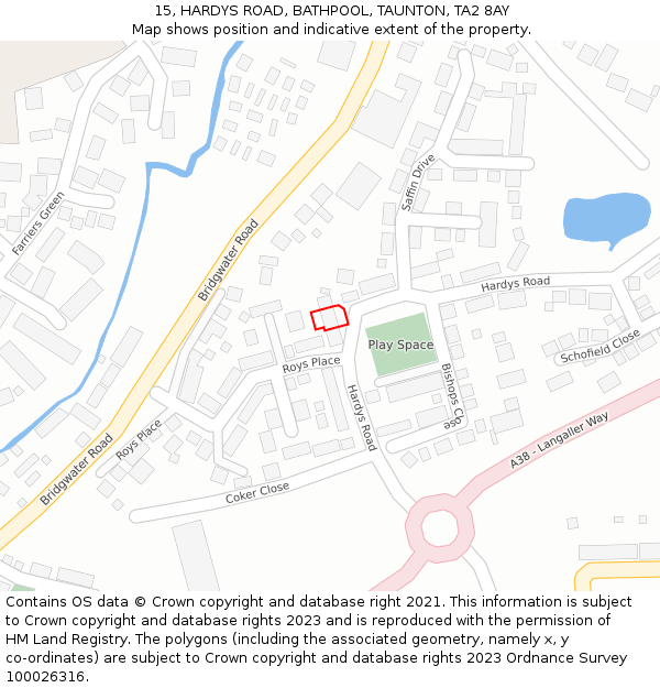 15, HARDYS ROAD, BATHPOOL, TAUNTON, TA2 8AY: Location map and indicative extent of plot