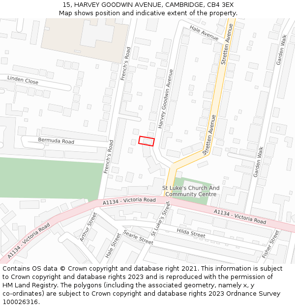 15, HARVEY GOODWIN AVENUE, CAMBRIDGE, CB4 3EX: Location map and indicative extent of plot