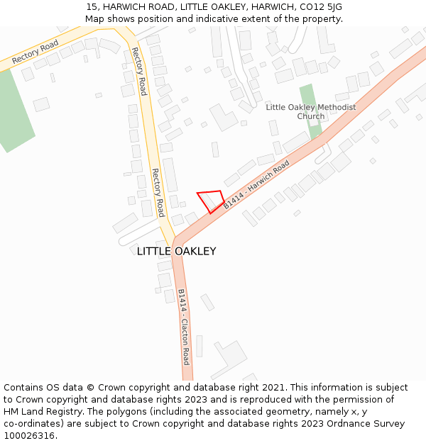 15, HARWICH ROAD, LITTLE OAKLEY, HARWICH, CO12 5JG: Location map and indicative extent of plot