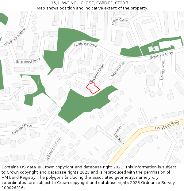 15, HAWFINCH CLOSE, CARDIFF, CF23 7HL: Location map and indicative extent of plot