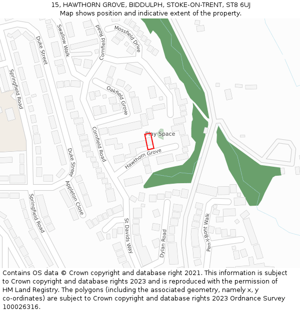 15, HAWTHORN GROVE, BIDDULPH, STOKE-ON-TRENT, ST8 6UJ: Location map and indicative extent of plot