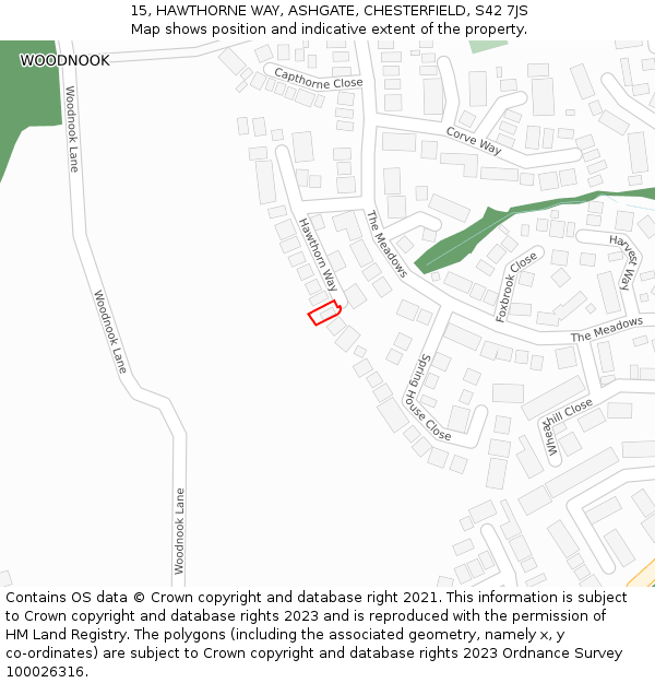 15, HAWTHORNE WAY, ASHGATE, CHESTERFIELD, S42 7JS: Location map and indicative extent of plot