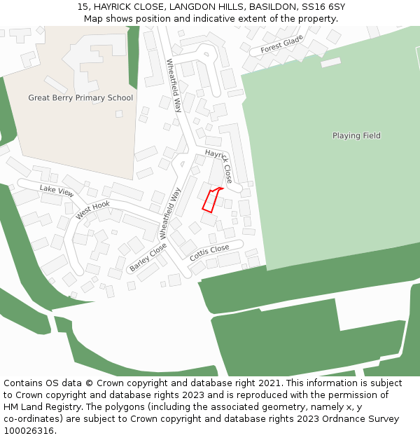 15, HAYRICK CLOSE, LANGDON HILLS, BASILDON, SS16 6SY: Location map and indicative extent of plot