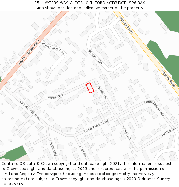 15, HAYTERS WAY, ALDERHOLT, FORDINGBRIDGE, SP6 3AX: Location map and indicative extent of plot