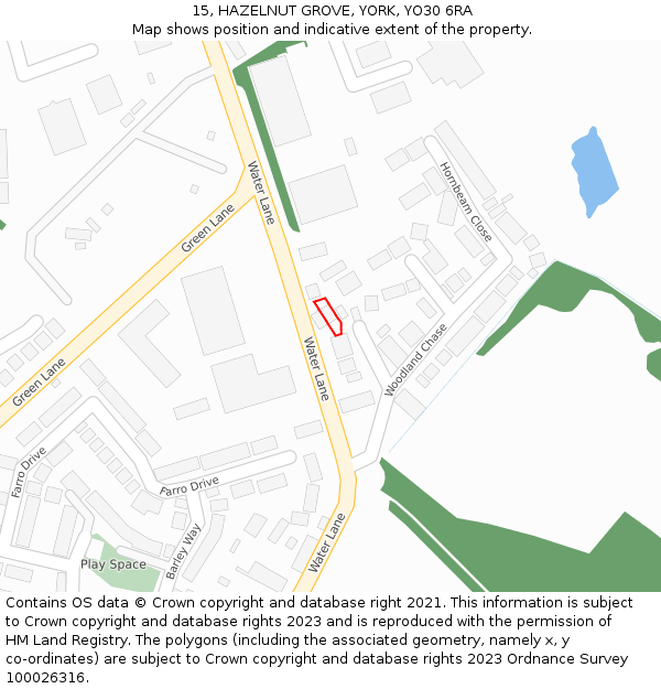 15, HAZELNUT GROVE, YORK, YO30 6RA: Location map and indicative extent of plot