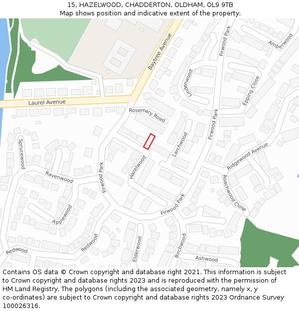 15, HAZELWOOD, CHADDERTON, OLDHAM, OL9 9TB: Location map and indicative extent of plot