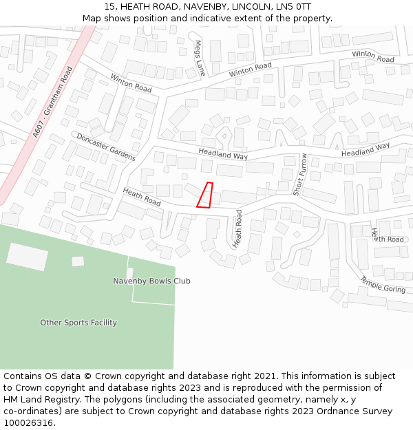 15, HEATH ROAD, NAVENBY, LINCOLN, LN5 0TT: Location map and indicative extent of plot