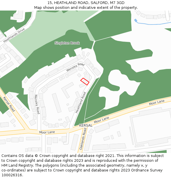 15, HEATHLAND ROAD, SALFORD, M7 3GD: Location map and indicative extent of plot