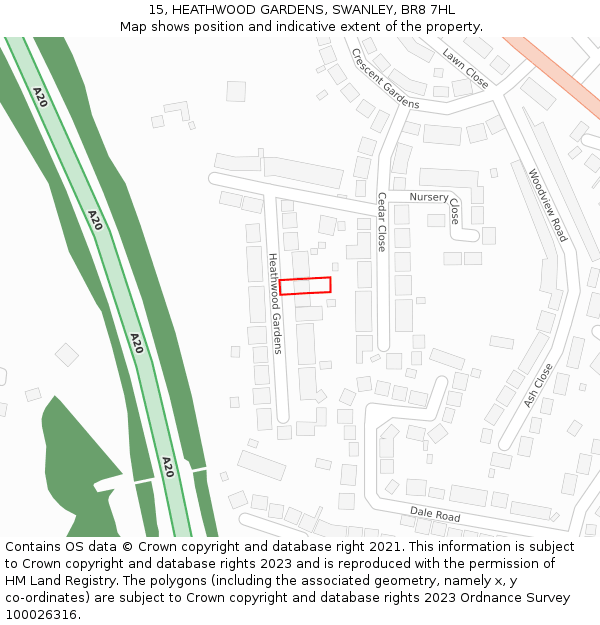 15, HEATHWOOD GARDENS, SWANLEY, BR8 7HL: Location map and indicative extent of plot