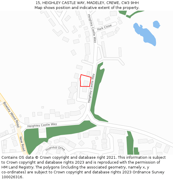 15, HEIGHLEY CASTLE WAY, MADELEY, CREWE, CW3 9HH: Location map and indicative extent of plot