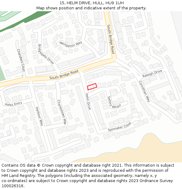 15, HELM DRIVE, HULL, HU9 1UH: Location map and indicative extent of plot