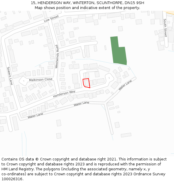 15, HENDERSON WAY, WINTERTON, SCUNTHORPE, DN15 9SH: Location map and indicative extent of plot