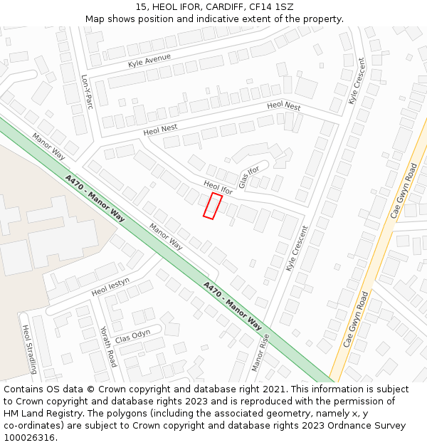 15, HEOL IFOR, CARDIFF, CF14 1SZ: Location map and indicative extent of plot