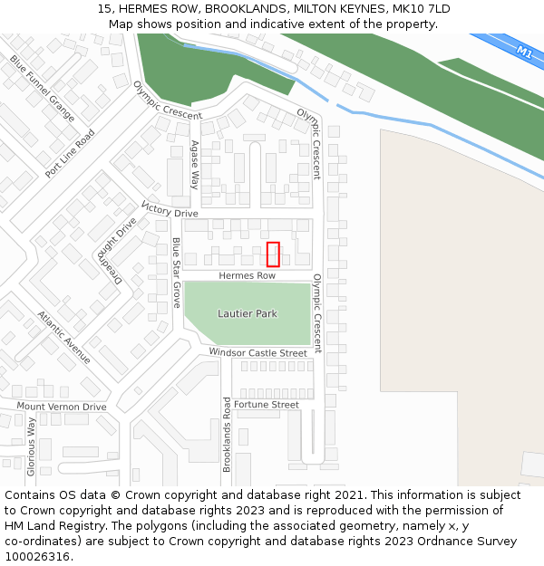 15, HERMES ROW, BROOKLANDS, MILTON KEYNES, MK10 7LD: Location map and indicative extent of plot