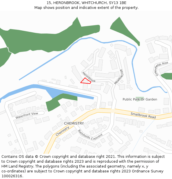 15, HERONBROOK, WHITCHURCH, SY13 1BE: Location map and indicative extent of plot