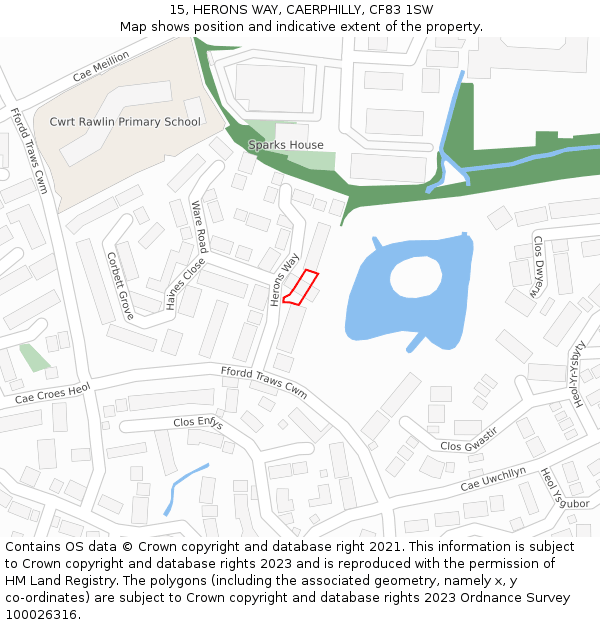 15, HERONS WAY, CAERPHILLY, CF83 1SW: Location map and indicative extent of plot