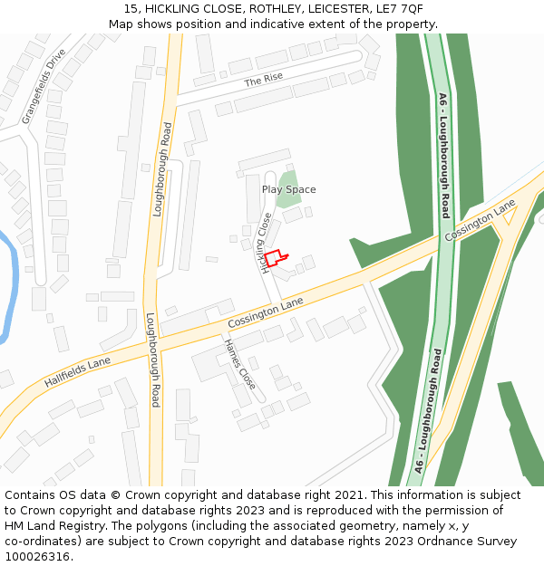 15, HICKLING CLOSE, ROTHLEY, LEICESTER, LE7 7QF: Location map and indicative extent of plot