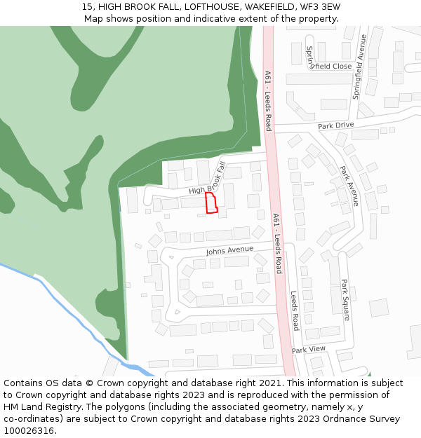 15, HIGH BROOK FALL, LOFTHOUSE, WAKEFIELD, WF3 3EW: Location map and indicative extent of plot