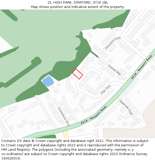 15, HIGH PARK, STAFFORD, ST16 1BL: Location map and indicative extent of plot