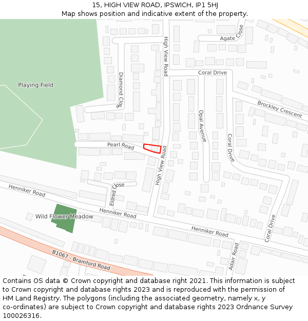 15, HIGH VIEW ROAD, IPSWICH, IP1 5HJ: Location map and indicative extent of plot