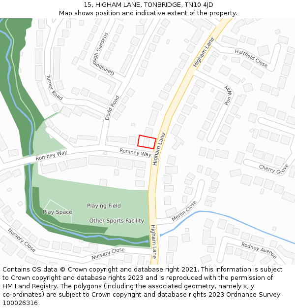 15, HIGHAM LANE, TONBRIDGE, TN10 4JD: Location map and indicative extent of plot