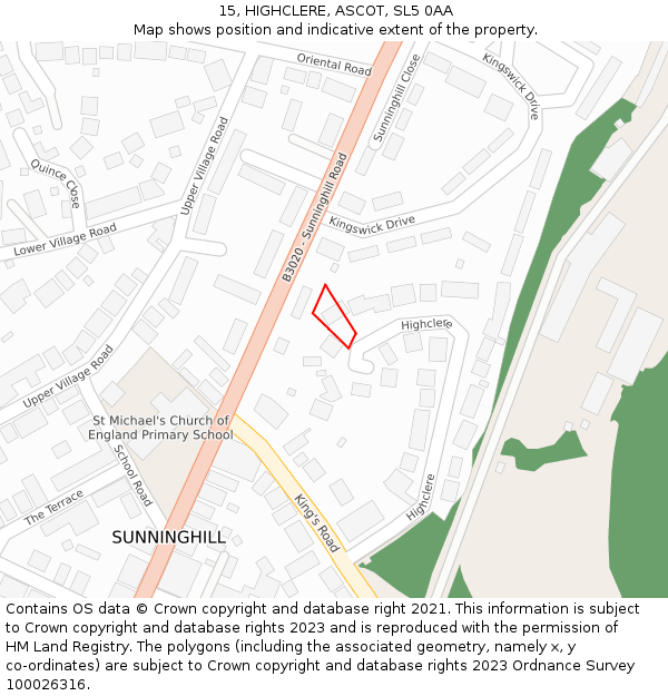 15, HIGHCLERE, ASCOT, SL5 0AA: Location map and indicative extent of plot