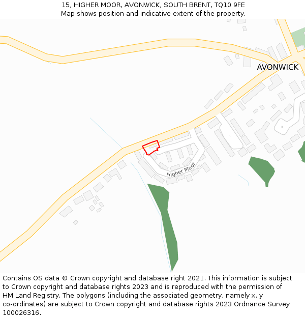 15, HIGHER MOOR, AVONWICK, SOUTH BRENT, TQ10 9FE: Location map and indicative extent of plot