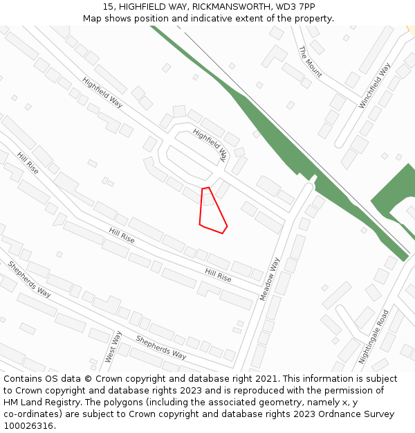 15, HIGHFIELD WAY, RICKMANSWORTH, WD3 7PP: Location map and indicative extent of plot