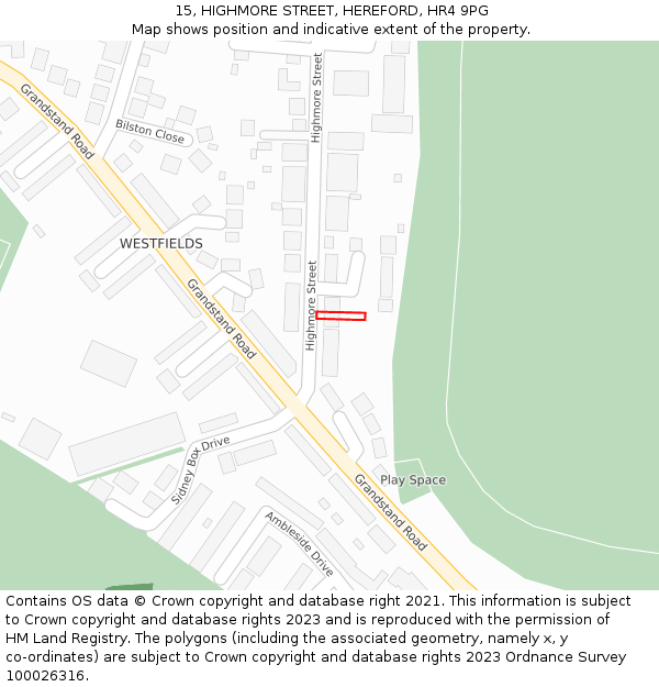 15, HIGHMORE STREET, HEREFORD, HR4 9PG: Location map and indicative extent of plot