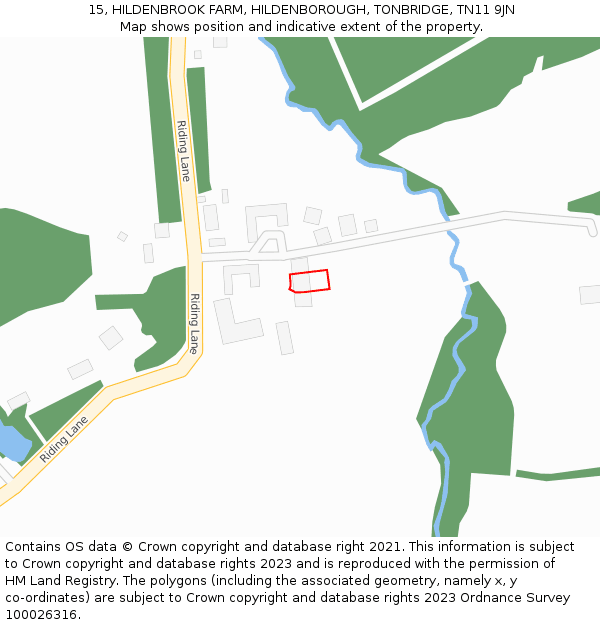 15, HILDENBROOK FARM, HILDENBOROUGH, TONBRIDGE, TN11 9JN: Location map and indicative extent of plot