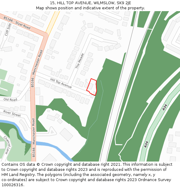 15, HILL TOP AVENUE, WILMSLOW, SK9 2JE: Location map and indicative extent of plot