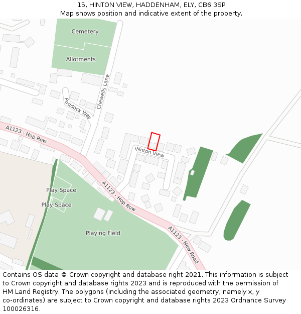 15, HINTON VIEW, HADDENHAM, ELY, CB6 3SP: Location map and indicative extent of plot