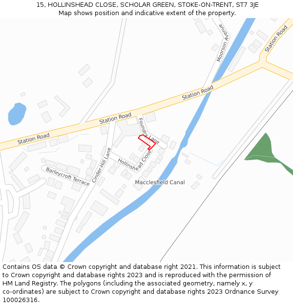 15, HOLLINSHEAD CLOSE, SCHOLAR GREEN, STOKE-ON-TRENT, ST7 3JE: Location map and indicative extent of plot