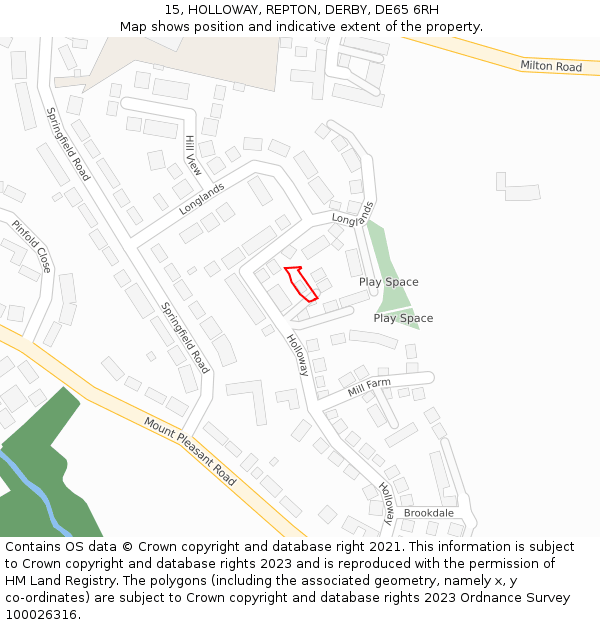 15, HOLLOWAY, REPTON, DERBY, DE65 6RH: Location map and indicative extent of plot