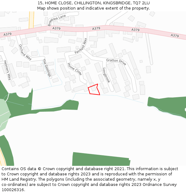 15, HOME CLOSE, CHILLINGTON, KINGSBRIDGE, TQ7 2LU: Location map and indicative extent of plot