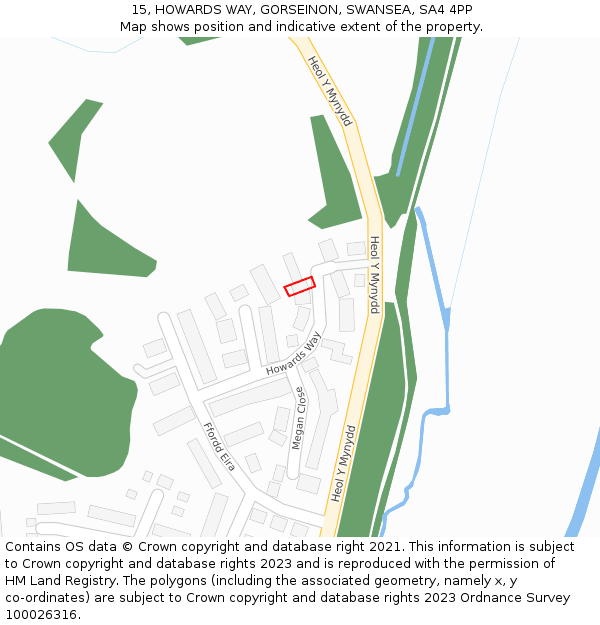 15, HOWARDS WAY, GORSEINON, SWANSEA, SA4 4PP: Location map and indicative extent of plot