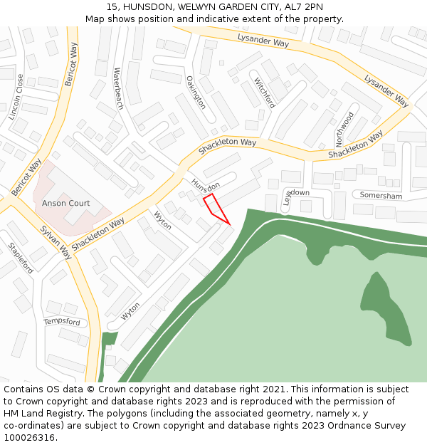 15, HUNSDON, WELWYN GARDEN CITY, AL7 2PN: Location map and indicative extent of plot