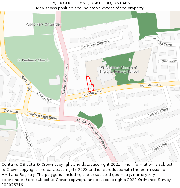 15, IRON MILL LANE, DARTFORD, DA1 4RN: Location map and indicative extent of plot