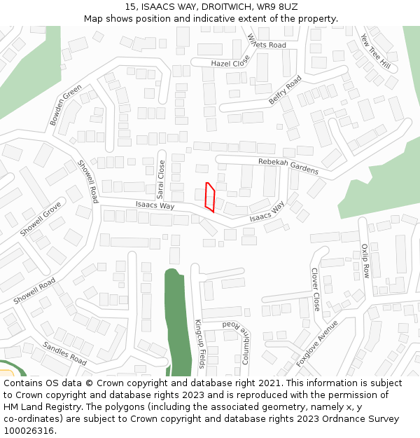 15, ISAACS WAY, DROITWICH, WR9 8UZ: Location map and indicative extent of plot