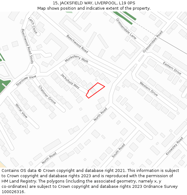 15, JACKSFIELD WAY, LIVERPOOL, L19 0PS: Location map and indicative extent of plot