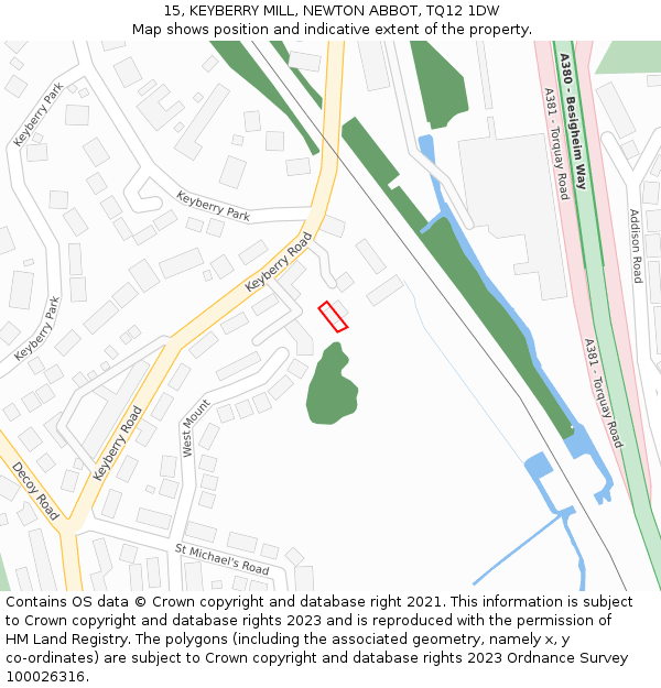 15, KEYBERRY MILL, NEWTON ABBOT, TQ12 1DW: Location map and indicative extent of plot