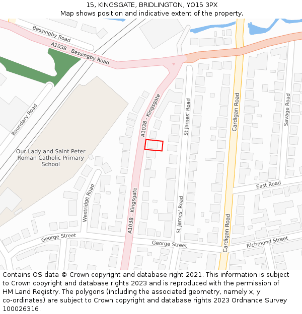 15, KINGSGATE, BRIDLINGTON, YO15 3PX: Location map and indicative extent of plot