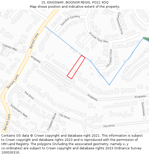 15, KINGSWAY, BOGNOR REGIS, PO21 4DQ: Location map and indicative extent of plot