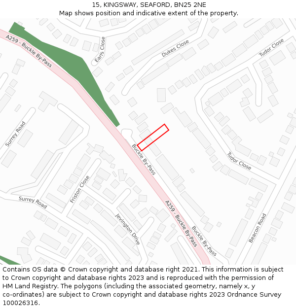 15, KINGSWAY, SEAFORD, BN25 2NE: Location map and indicative extent of plot