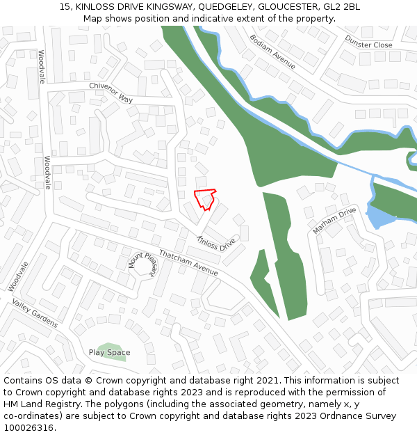 15, KINLOSS DRIVE KINGSWAY, QUEDGELEY, GLOUCESTER, GL2 2BL: Location map and indicative extent of plot