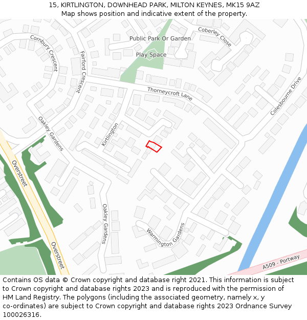 15, KIRTLINGTON, DOWNHEAD PARK, MILTON KEYNES, MK15 9AZ: Location map and indicative extent of plot